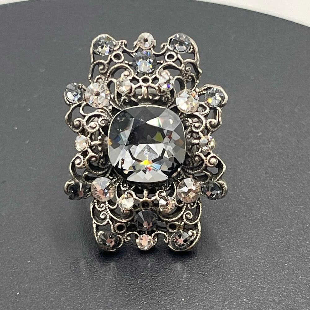 Anne Koplik Designs Chunky
Silver‎ Tone Faceted Stone Ring Statement Adjustable